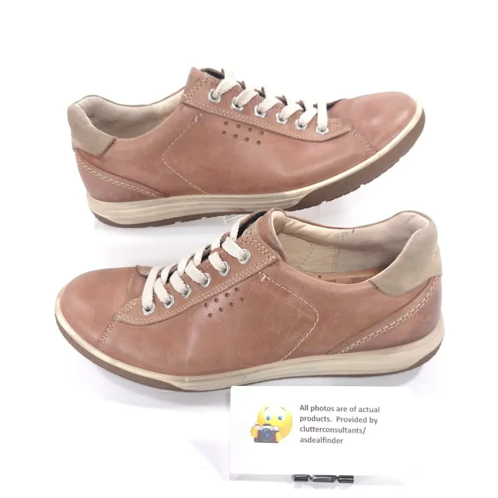 Ecco Leather Casual Lace Up Outdoor Sneaker Shoe Womens Size 8.5 39 Brown